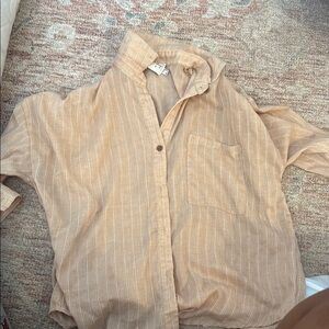 Princess Polly striped Tan Button-Up Shirt